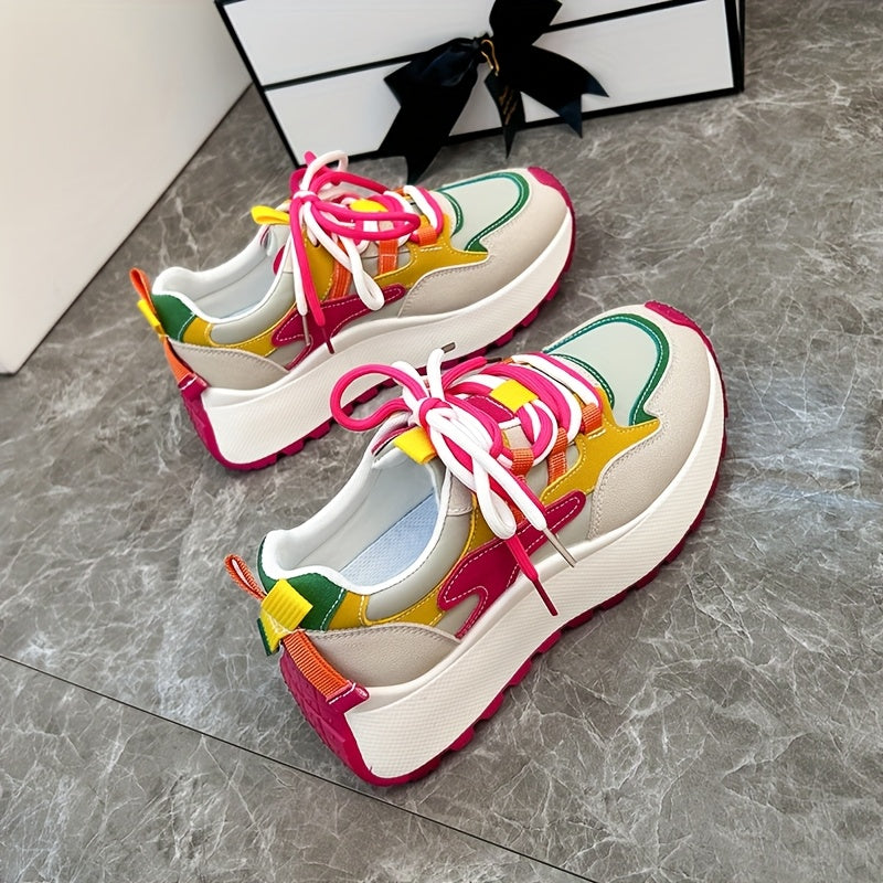 Ayollar uchun nafas oladigan tarmoq yozgi kundalik sport krossovkalar oq qalin kauchuk taglik