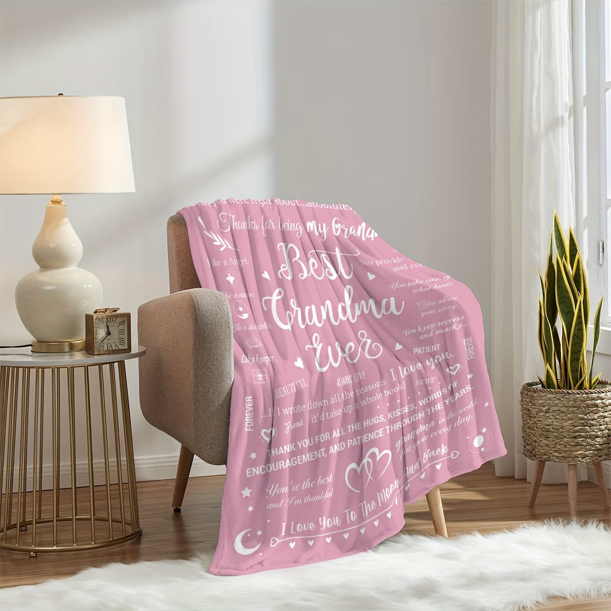 Best Grandma Ever Fleece Throw Blanket Soft Lightweight Breathable All-Season