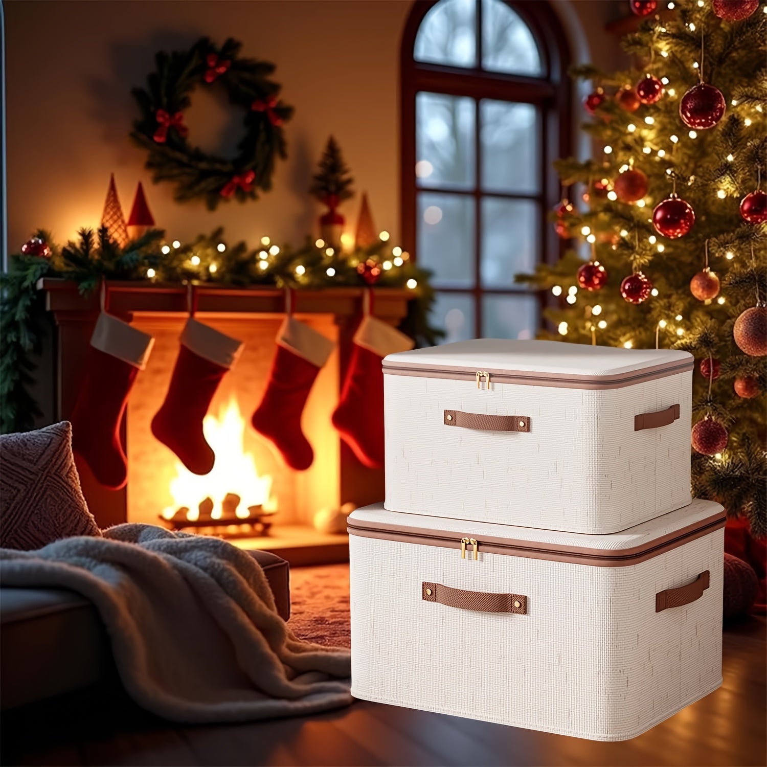 Gran contenedor de almacenamiento para ropa, mantas y juguetes con tapa