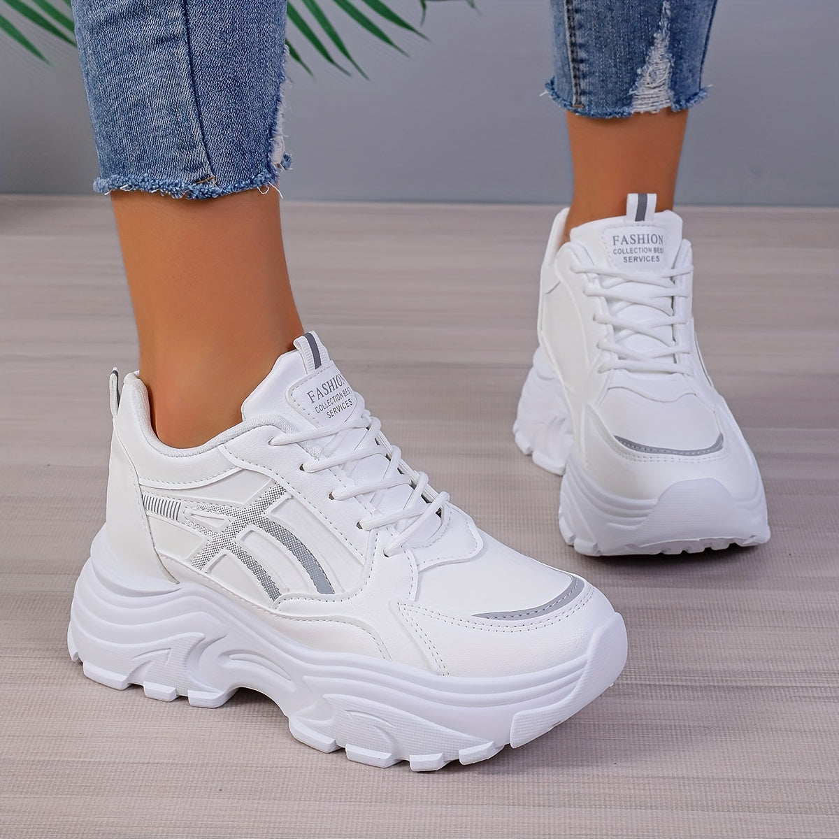 Women's Chunky Sneakers, Lace-Up Platform Casual Sports Shoes