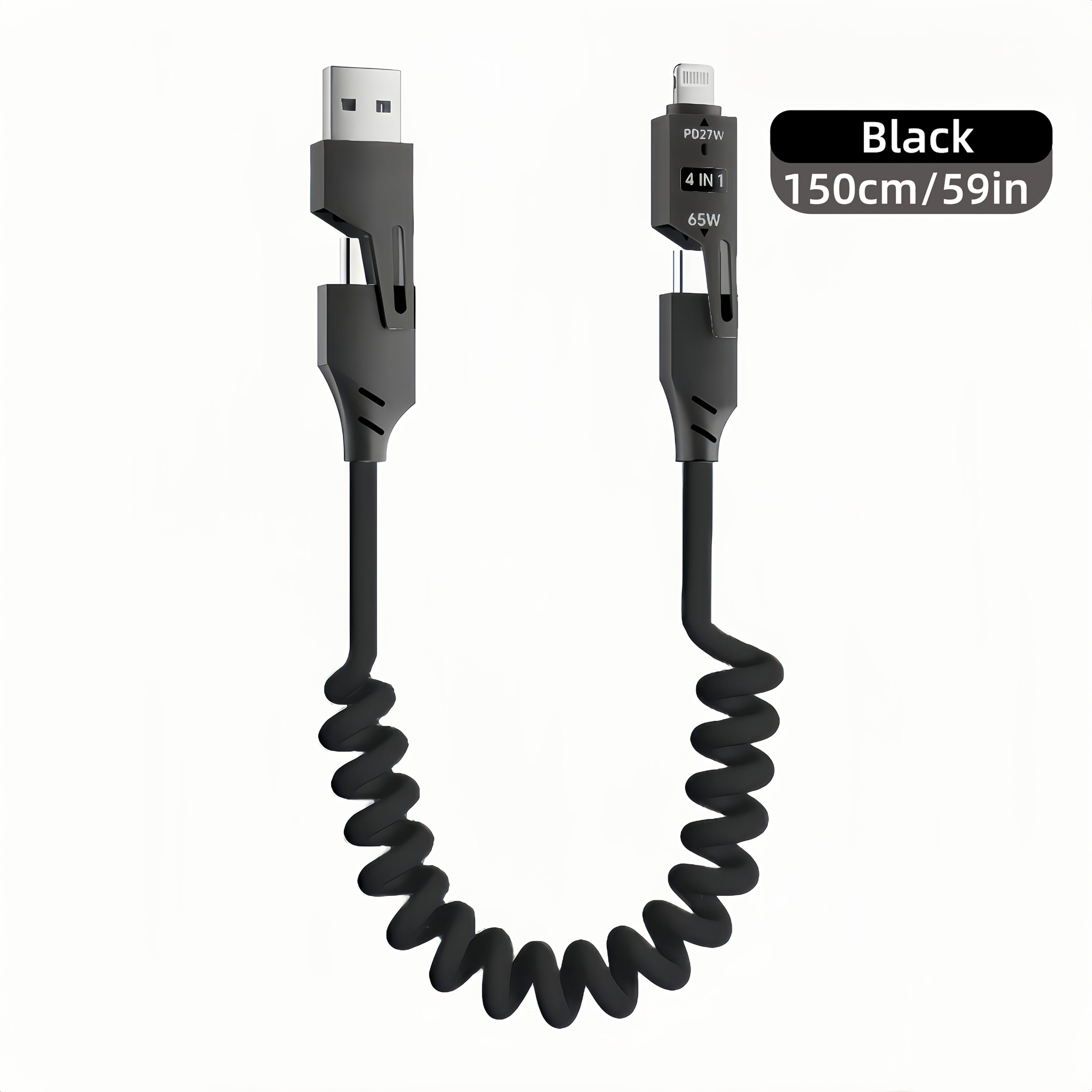 65W High-Speed Flat USB to Lightning Charging Cable for iPhone, Android, Car and Home Use 1 2 4 Pack