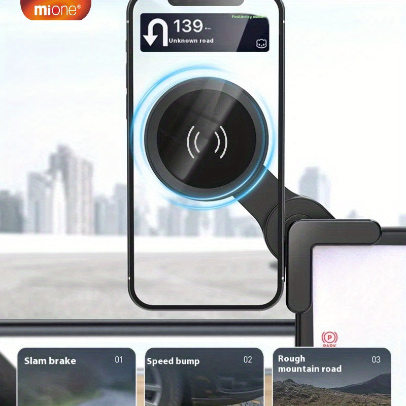 Magnetic Car Phone Holder ABS Silicone Dashboard Mount 360° Rotation