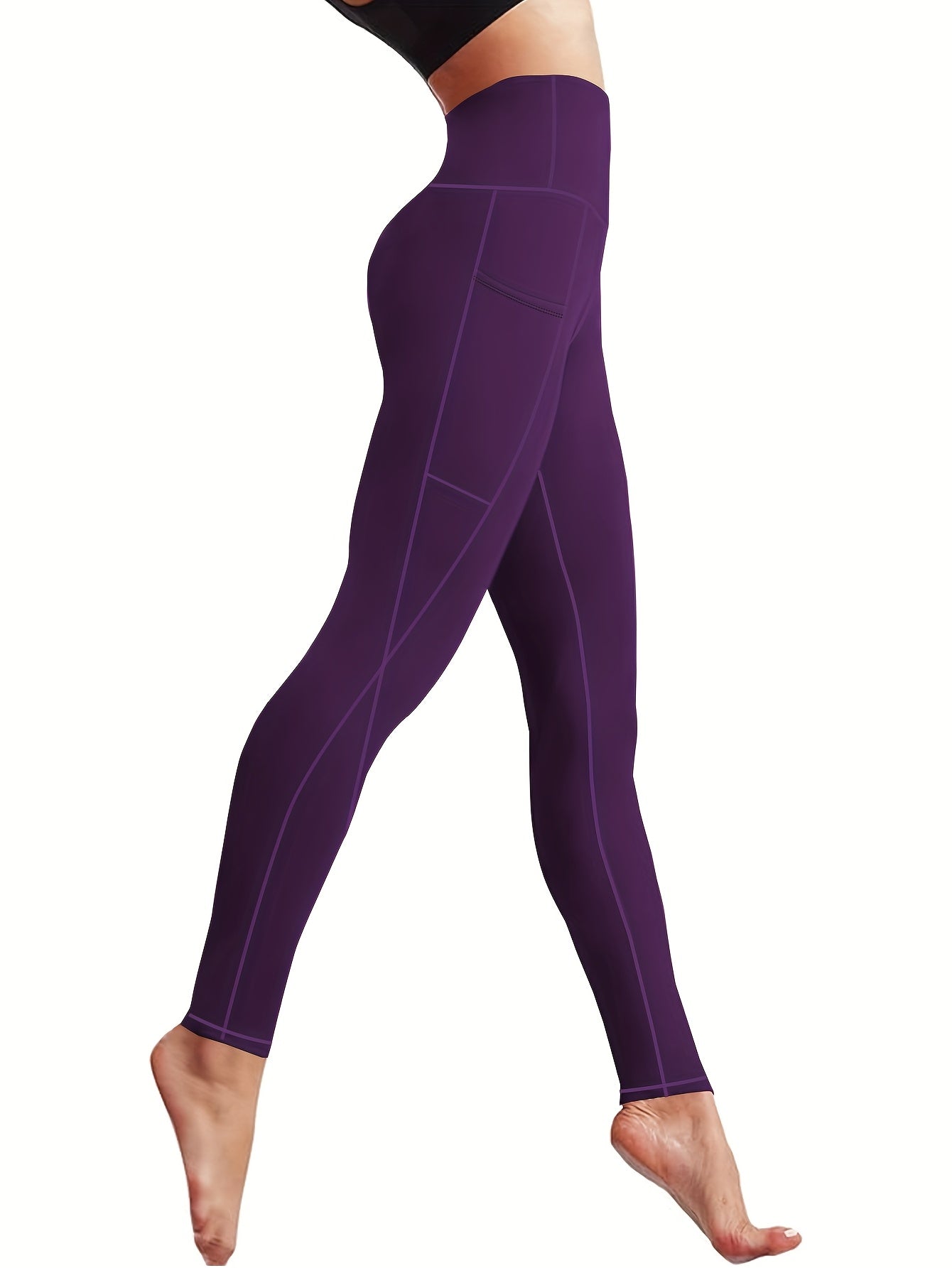 Ayollar uchun ko'p rangli katta o'lchamli yoga legginslari, cho'ntaklar bilan, fitnes uchun