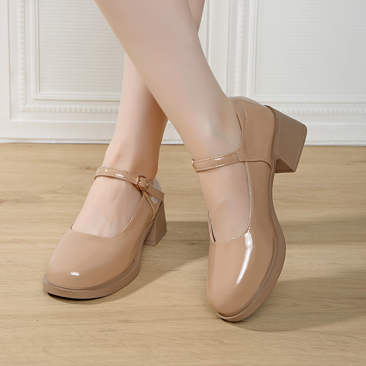 Women’s Low-Cut Chunky-Heeled Mary Jane Loafers for Petite Feet