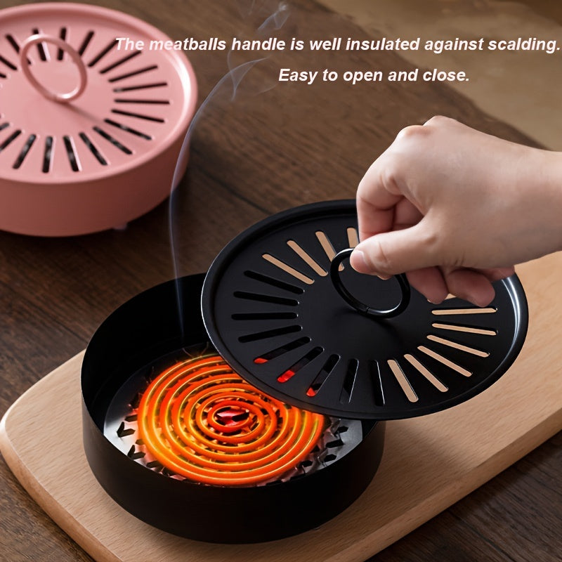 Qora temir chivinlar uchun moskita qovurish uchun qozon, qopqog' bilan, tashqi va ichki foydalanish uchun chivinlarni oldini oluvchi