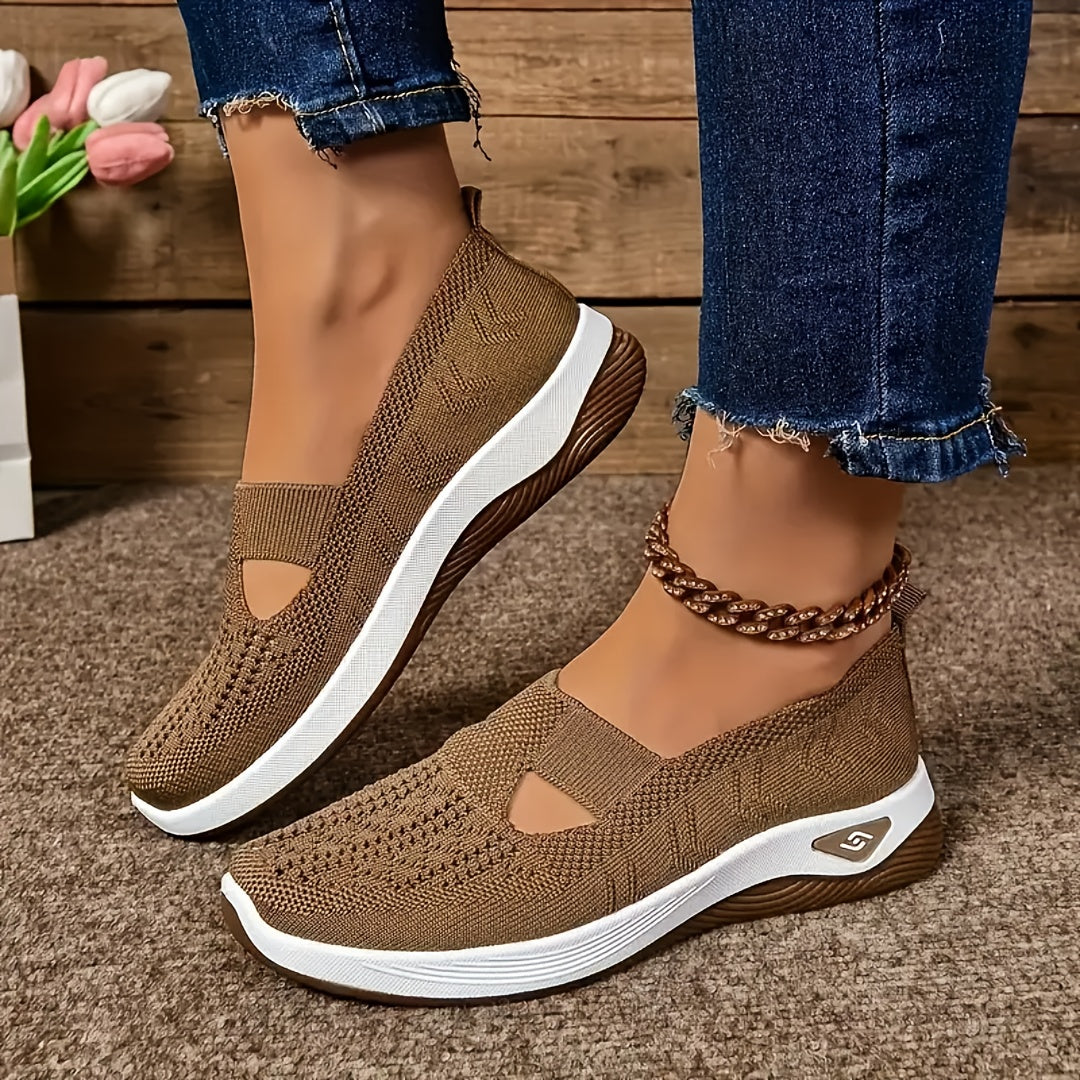 Women's Casual Sneakers Solid Color Breathable Fabric Low Top TPU Sole