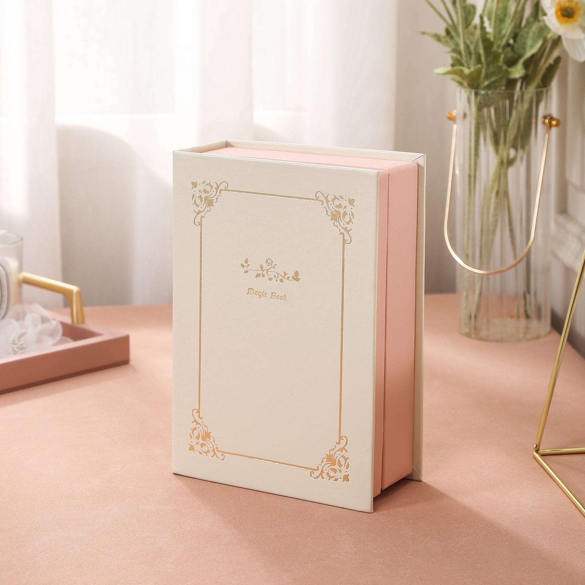 Caja organizadora de joyas magnética para pulseras, collares, anillos y diario en forma de diario