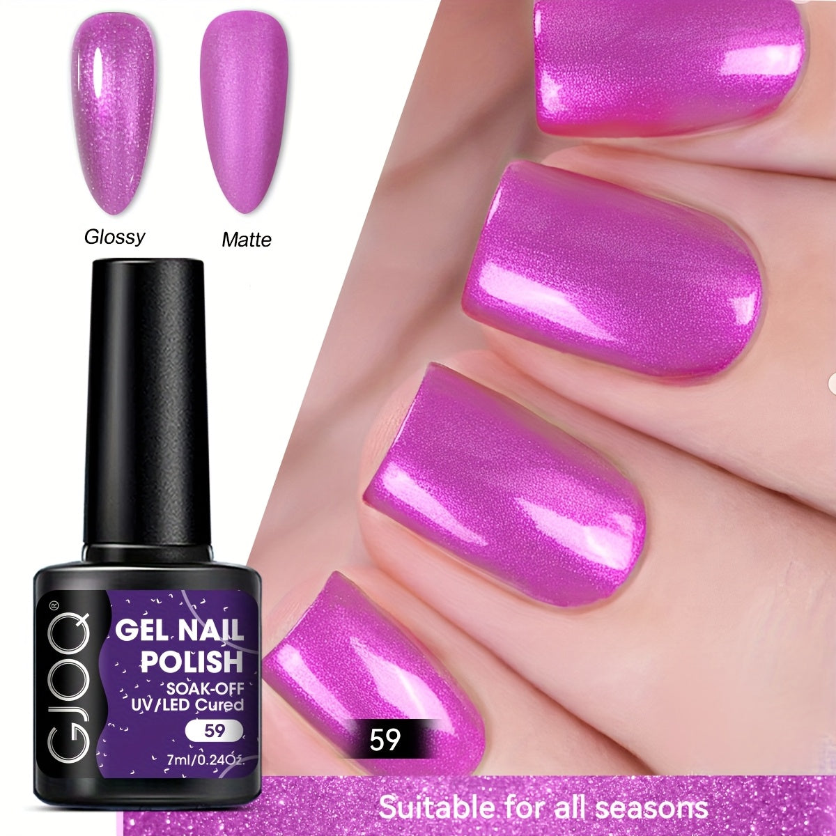 Gel Nail Polish Pink Purple Glitter Soak Off LED Manicure All Seasons