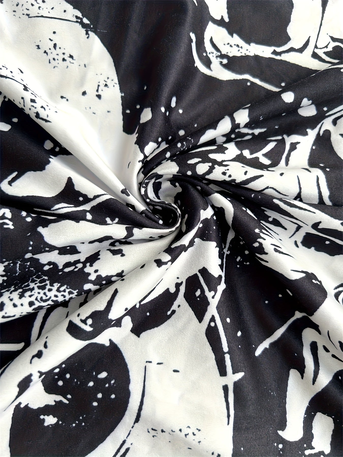 Plus Size Women's Skull Print Wide Leg Pants Casual Black White All-Season