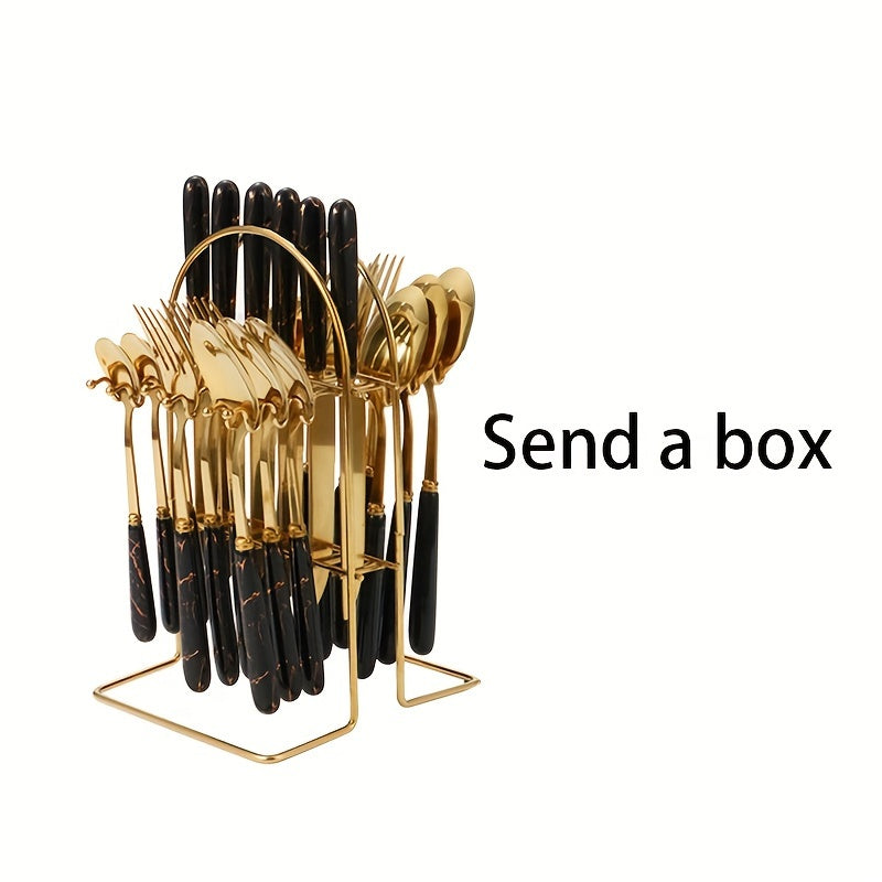 Western Style Flatware Set with 24 Knives Forks Spoons Gift Box