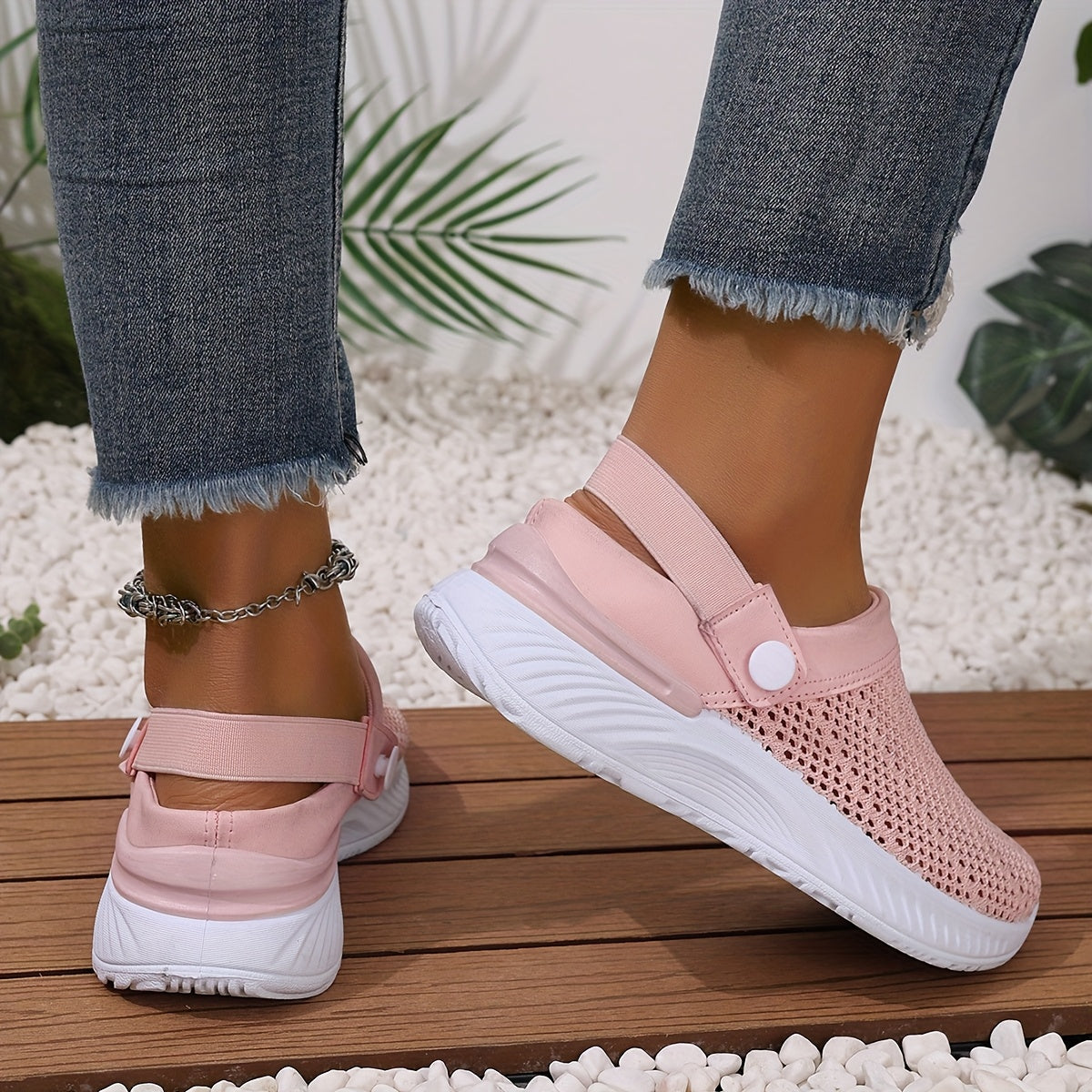 Women's White Breathable Mesh Slip-On Sneakers for Summer Beach Travel