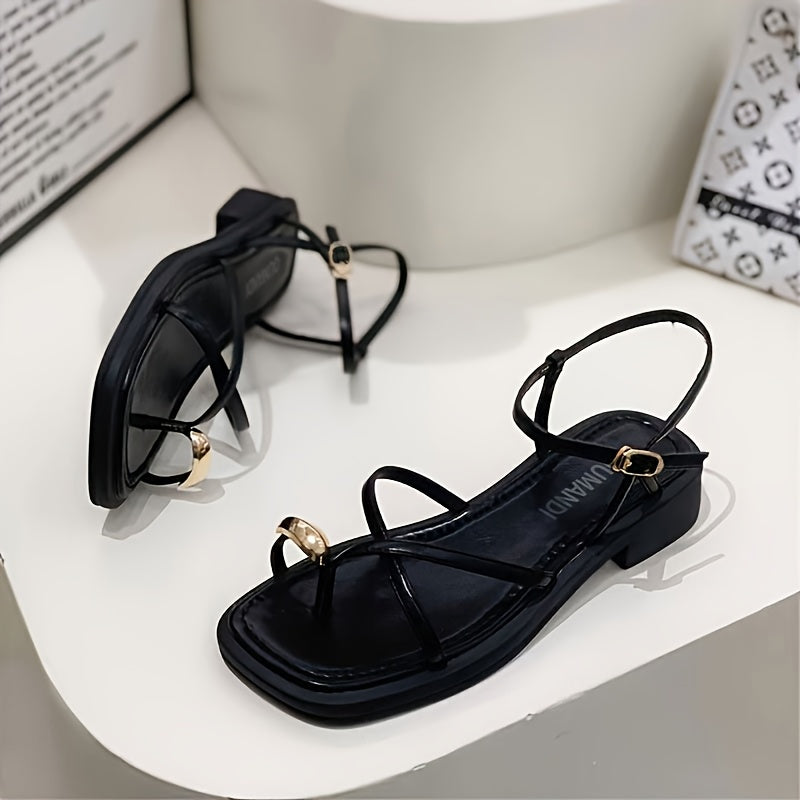 Women's Flat Toe Roman Sandals Synthetic Summer Open-Toe Casual Slides