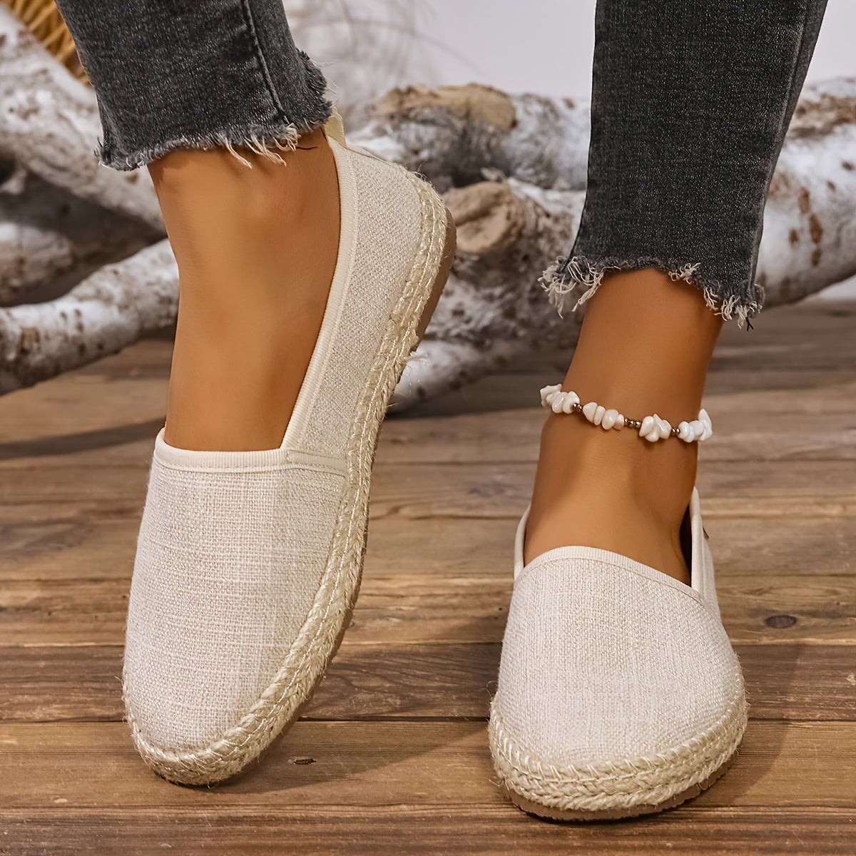 Women’s Solid Color Flat Shoes Loafers Breathable Casual Loafers for All Seasons