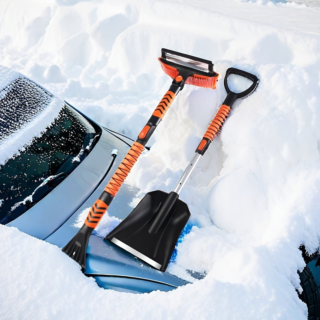 2-in-1 Telescopic Snow Shovel and Ice Scraper Set with Adjustable Squeegee