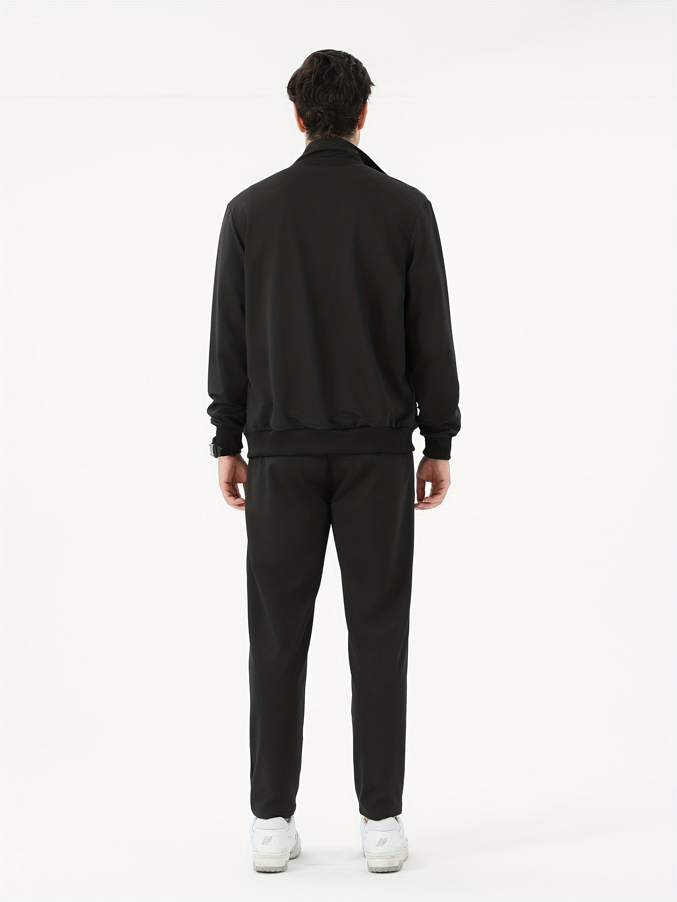 Мужской полиэстеровый повседневный спортивный костюм с воротником-стойкой для весны и осени