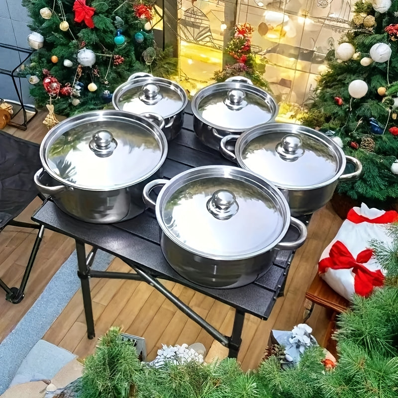 Stainless Steel Cookware Set 8 Pieces Induction Compatible Soup Pot Saucepans