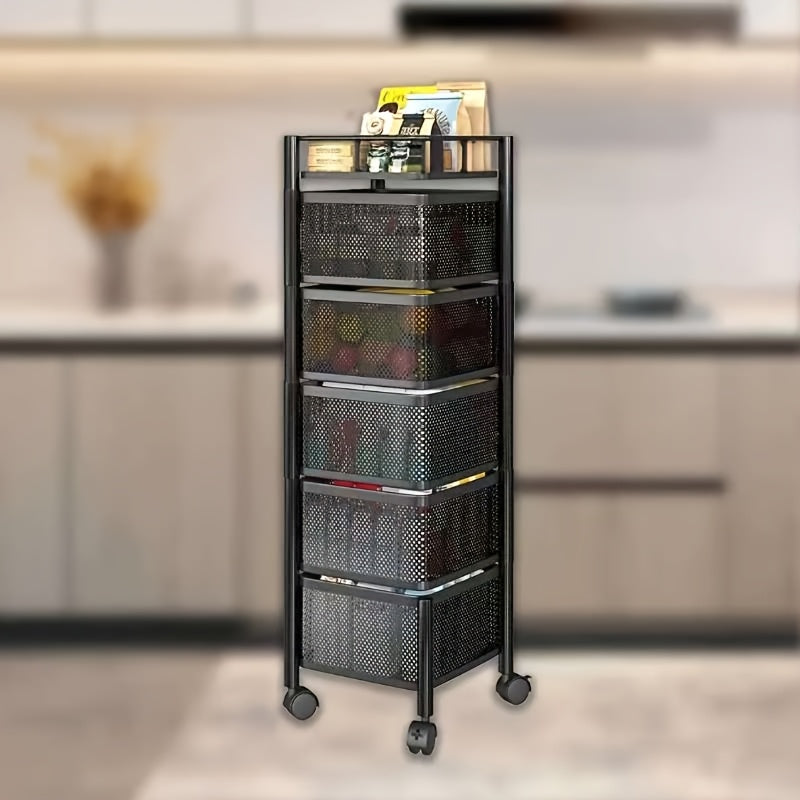 Rotating Kitchen Shelf for Fruit and Vegetable Organization Metal Open Storage