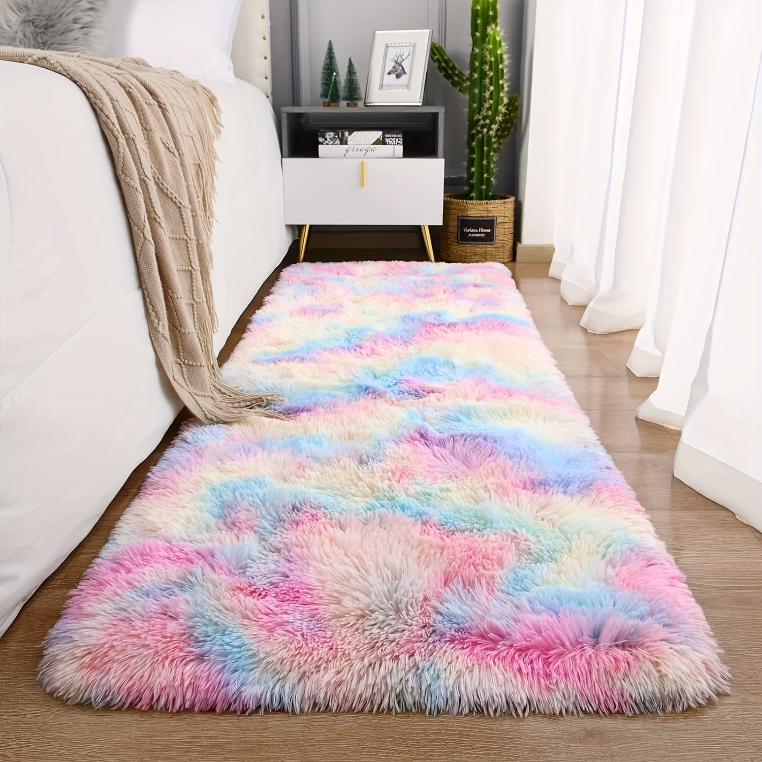 Alfombra de área arcoíris suave y acogedora para dormitorio, sala de estar, entrada y decoración