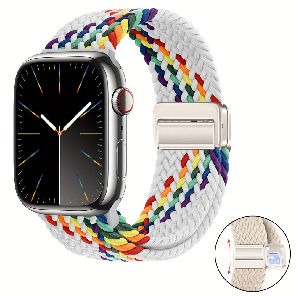 Nylon Watch Strap for Apple iWatch Series 1-9 Magnetic Snap Buckle Loop Compatible with 38mm to 49mm Sizes