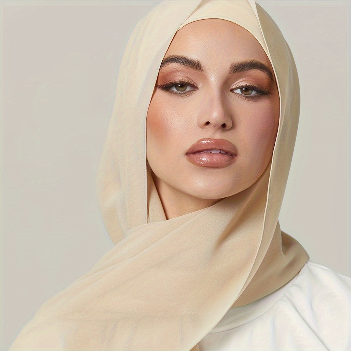 Set of Two Elastic Chiffon Undercap Scarves with Breathable Inner Hijab Cap and Sunscreen Hijab