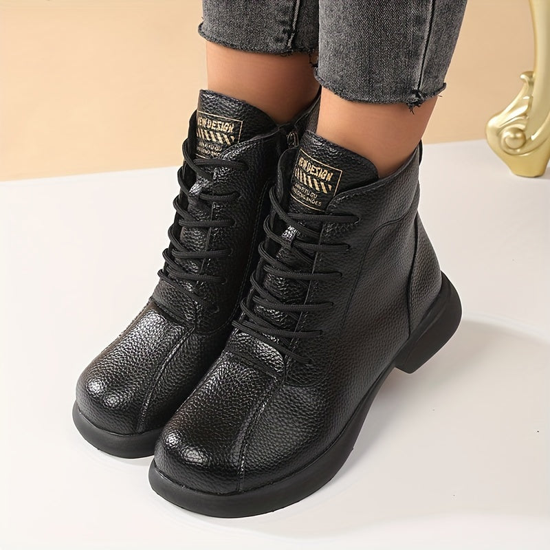 Ayollar uchun qisqa tizza o'rta qoplamali botinkalar, issiqlik uchun qoplangan, vintage uslub, qish