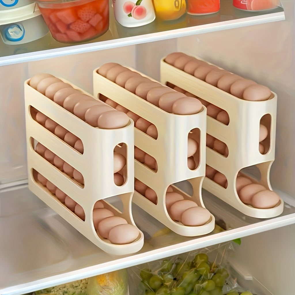 Refrigerator Egg Storage Tray Food-Grade Plastic Beige 3-Tier Organizer