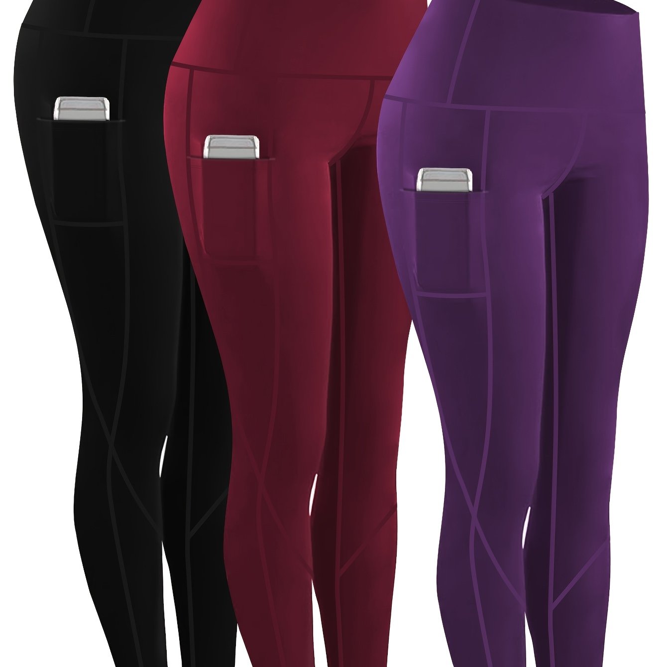 Plus Size Women's Yoga Leggings Set with Pockets High Stretch Spandex