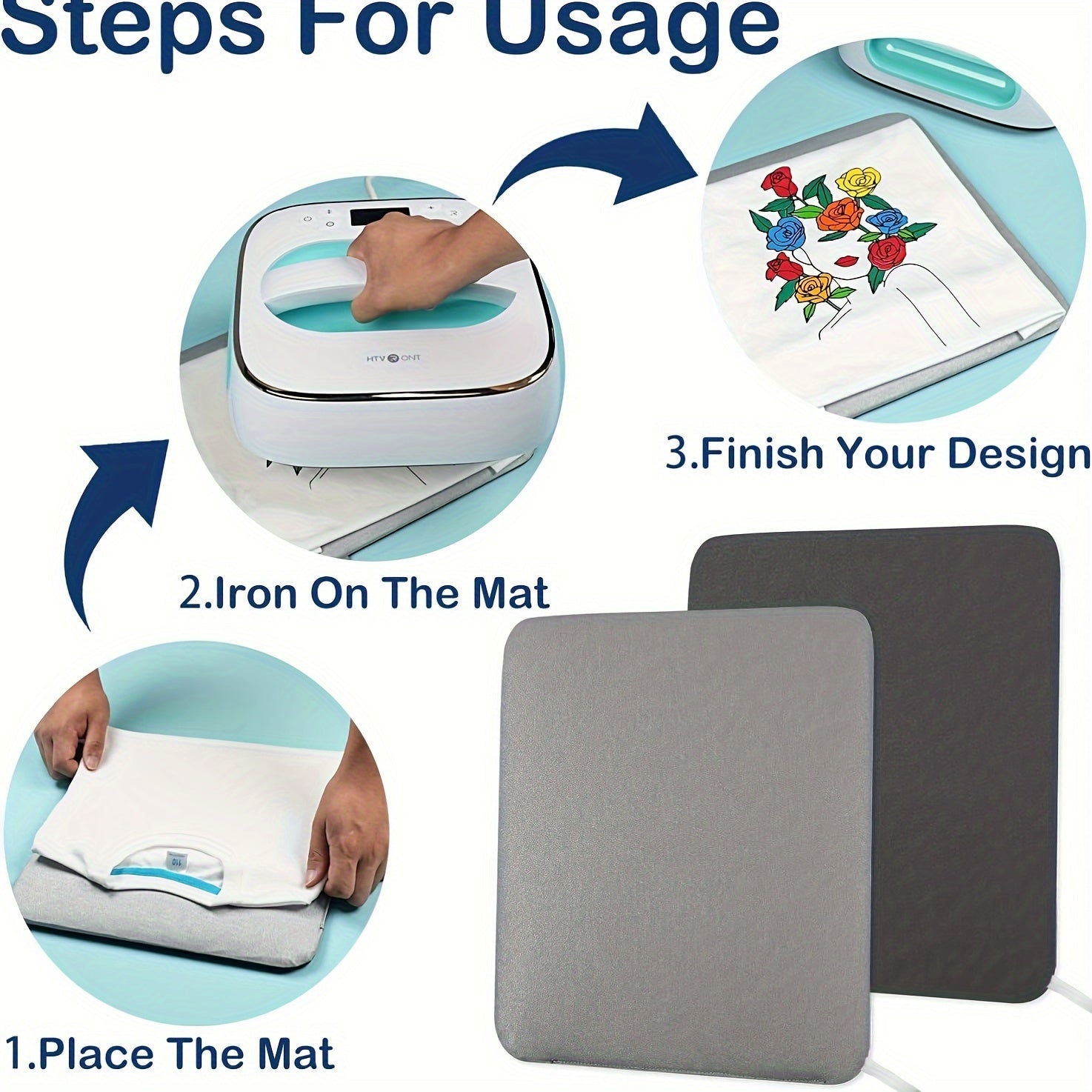 Fireproof Heat Press Mat for Cricut Easypress 2 HTV Vinyl Projects Double-Sided Insulation