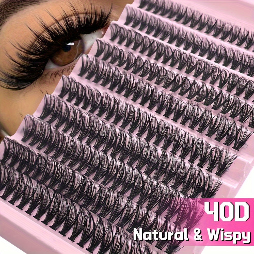 Eyelash Extension Kit 200 Pcs Natural Sticky Clusters for Self Application