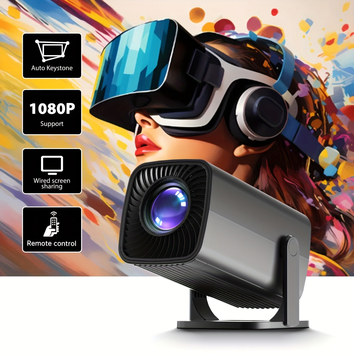 Мини-проектор портативный настольный крепление 180° вращающееся для домашнего офиса конференции