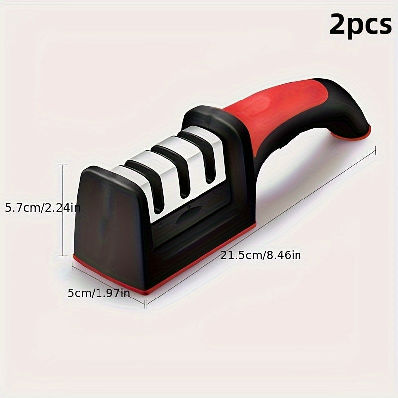 2 Pcs Professional Knife Sharpener with Diamond and Ceramic Sticks Safety Design