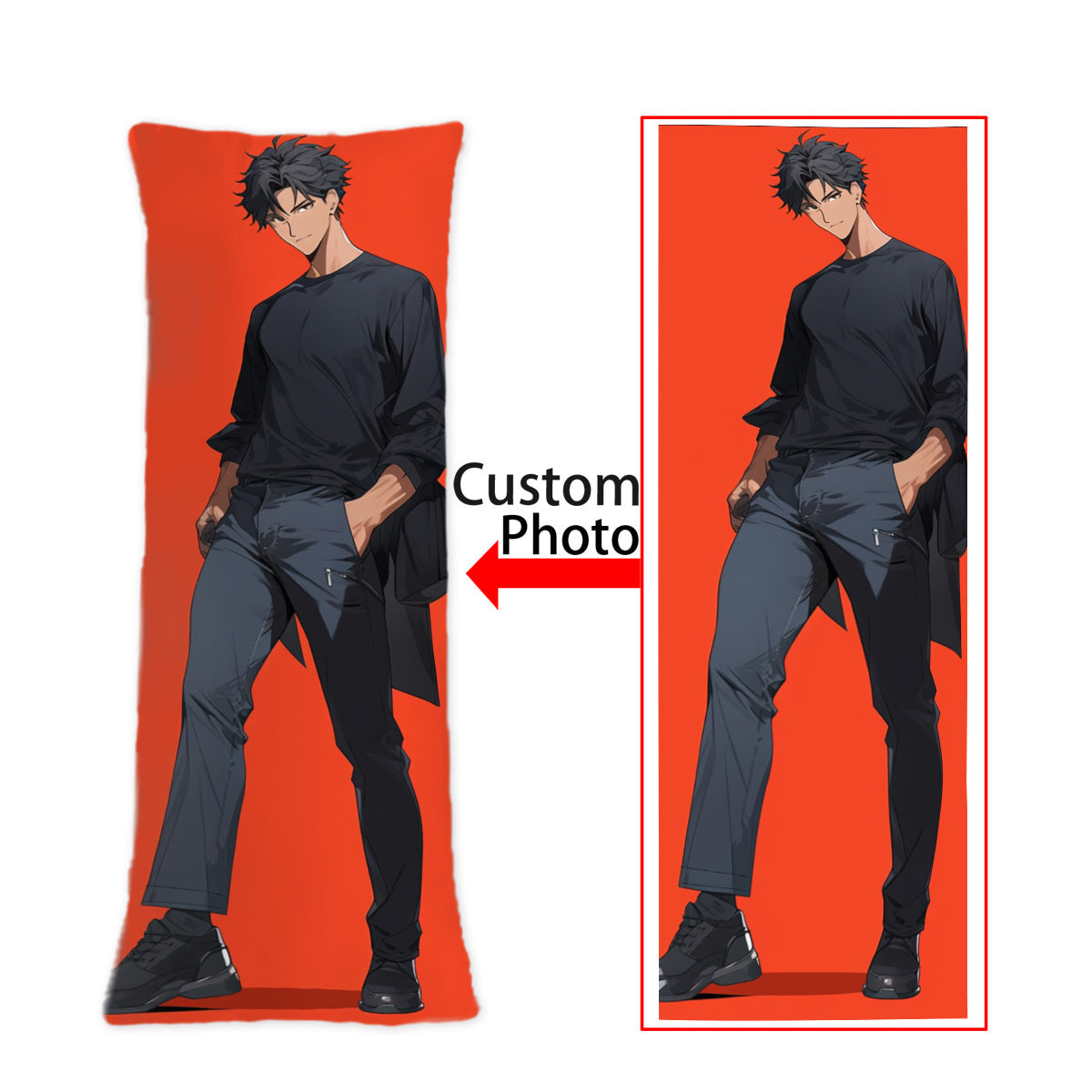Personalized Anime Body Pillow Cover 50.8x137.2cm Soft Plush Custom Photo Gift