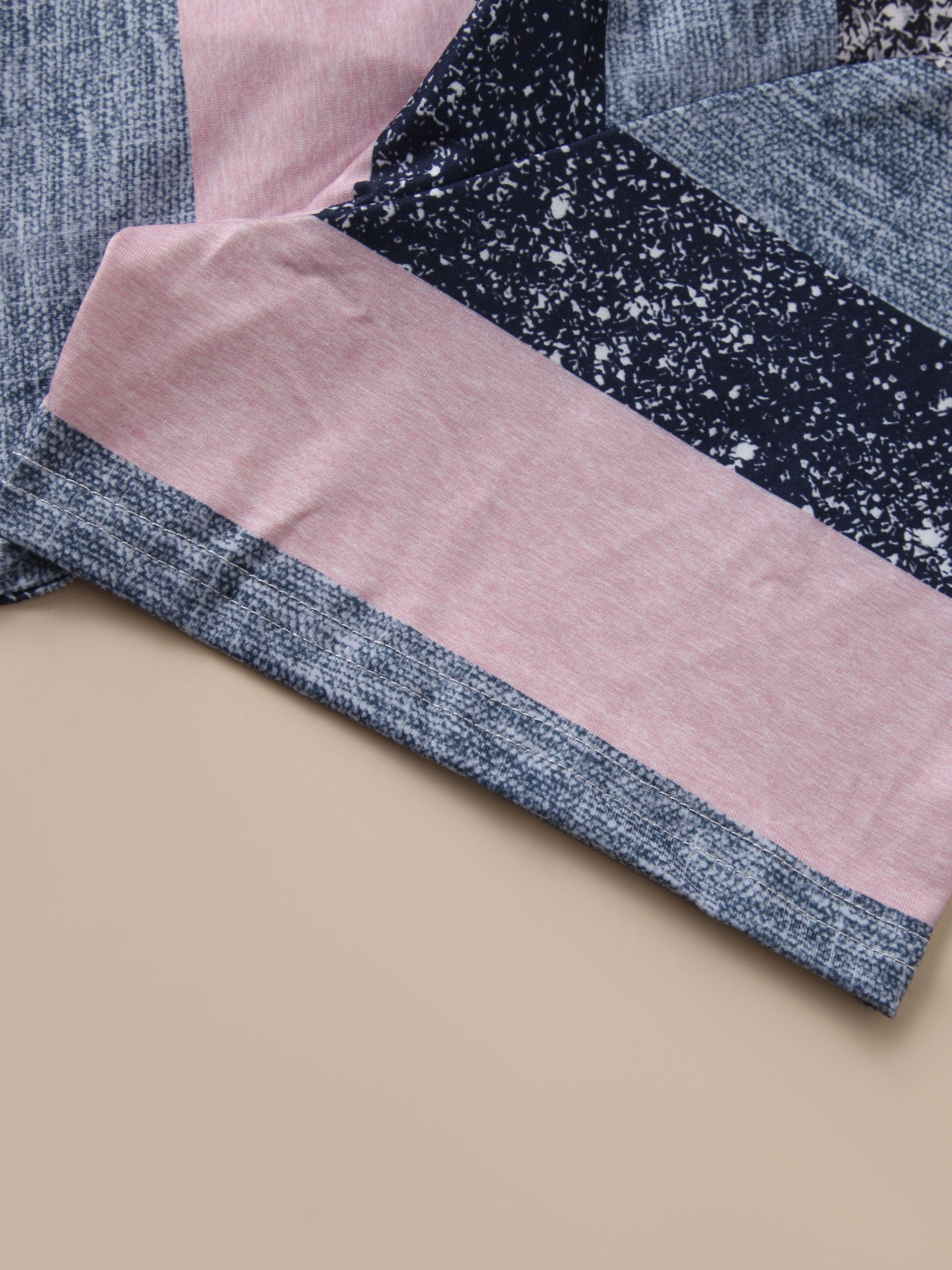 Plus Size Women's V-Neck Striped T-Shirt Short Sleeve Stretch Knit Casual Spring Summer Autumn