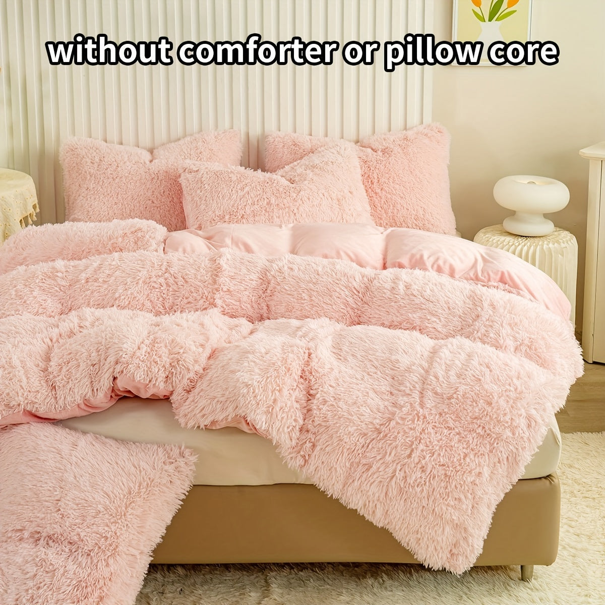 Set of 3 Pink Polyester Bedding Pieces for All Seasons Bedroom Decor