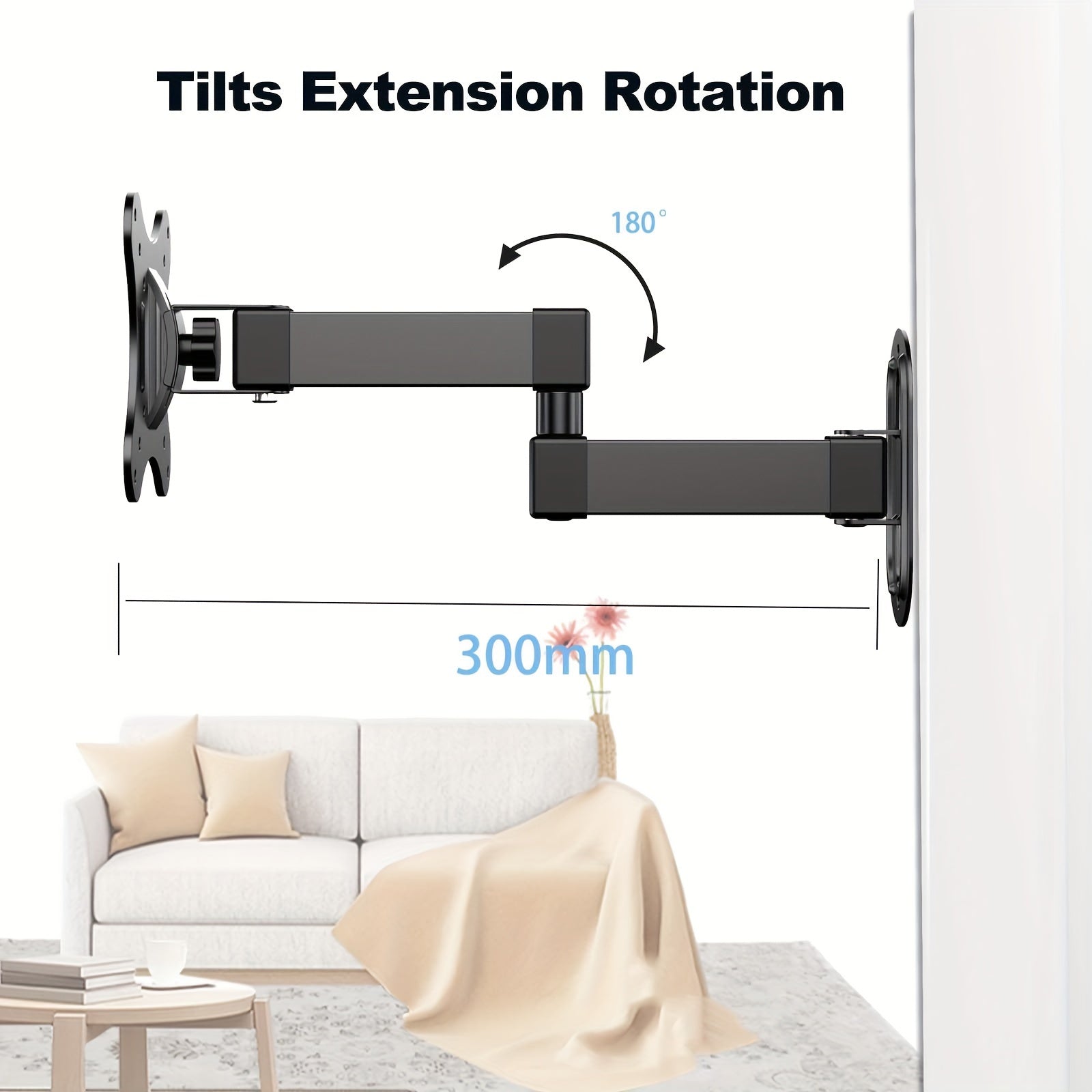 Full Motion TV Wall Mount Bracket for 14-27 Inch Screens VESA 75x75mm to 100x100mm