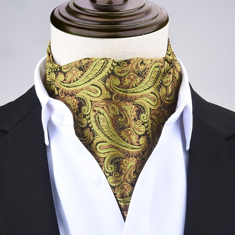 Men's Autumn Winter Double-Layer Paisley Pattern Collared Shirt Scarf for Casual Formal