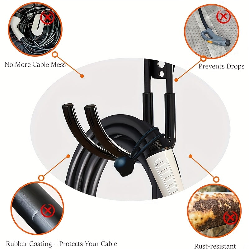 Electric Vehicle Wall Mount Charger Hook Durable Steel for Indoor Outdoor Use