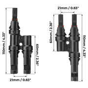 Pair Solar Y-Connector for Panels FMM MFF Parallel Connection Black PVC Anti-Static