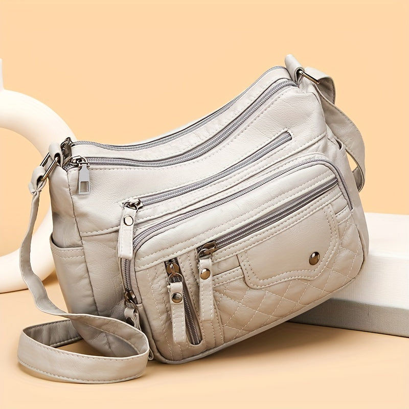 Casual Shoulder Bag with Adjustable Strap Large Capacity Zipper Closure Polyester Lined Crossbody Bag