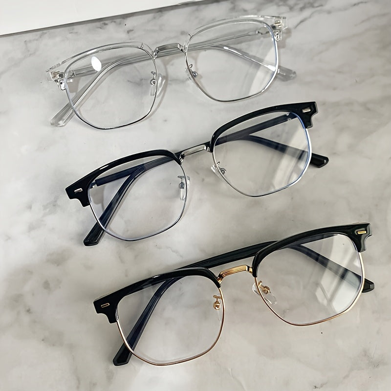 Retro Half-Gold Frame Glasses for Men and Women Minimalist Eye Protection