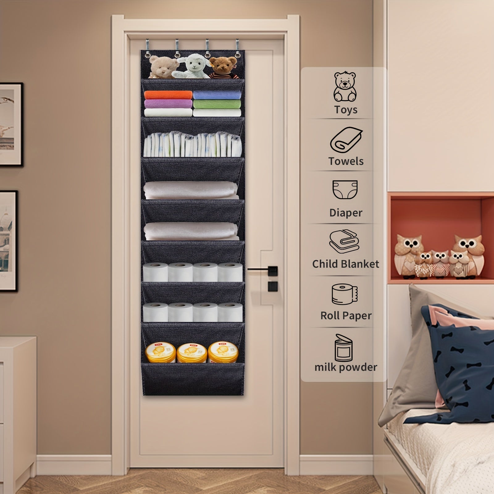 Large Over-the-Door Shoe Organizer Holds 20-22 Pairs Durable Oxford Fabric Closet Dorm Storage