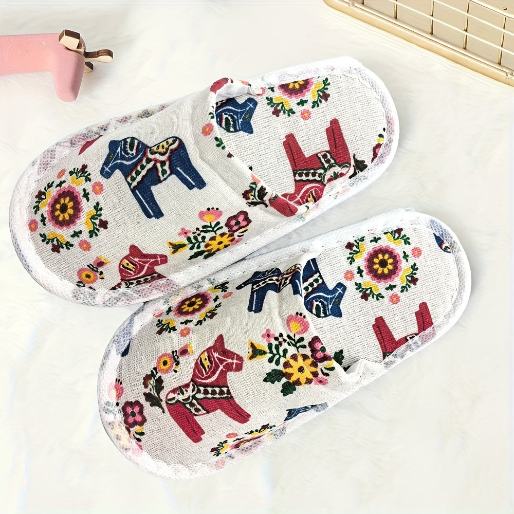Kids' Cartoon Disposable Slippers Soft Fabric EVA Sole for Home Travel Hotels Camping and Parties