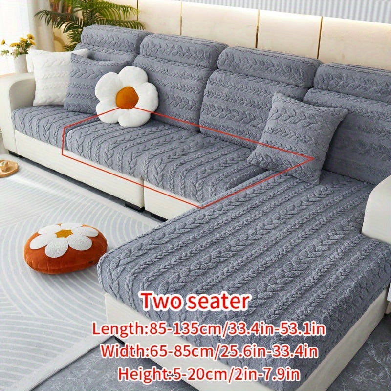Wheat Sheaf Pattern Plush Sofa Cover Elastic Fit for 1-4 Seater Non-Slip Machine Washable