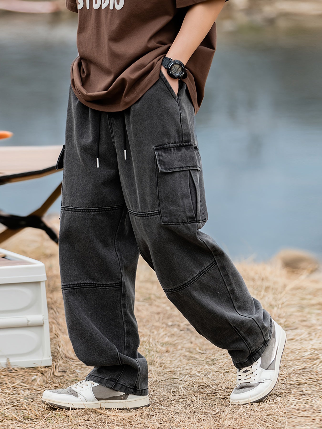 Men's Cargo Pants Cotton Blend Loose Fit Casual Outdoor Spring Fall Multiple Pockets