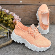 Women’s Light Pink Breathable Mesh Sneakers Low-Top Cushioned Comfortable Shoes