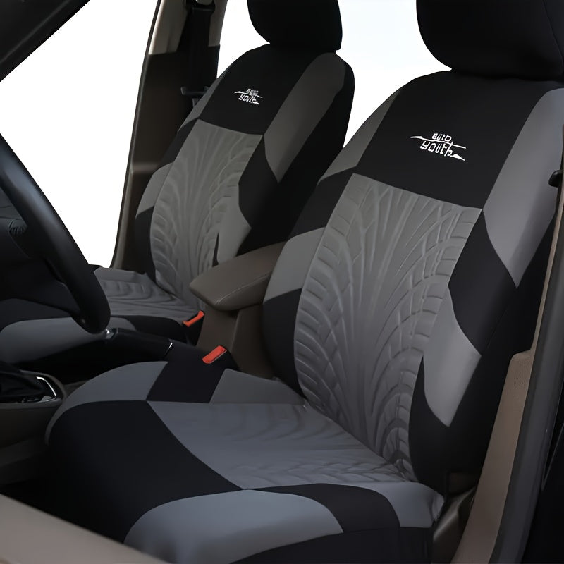 Universal Car Seat Covers for 5 Seats with Printed Letter Design Polyester Fit Most Vehicles
