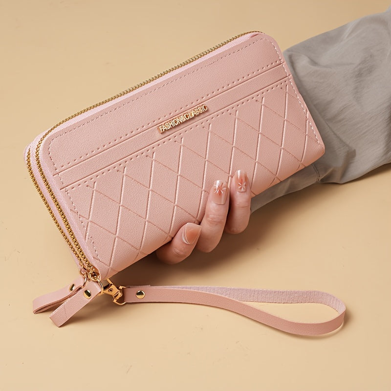 Large Capacity Faux Leather Zipper Wallet for Women with Card Slots and Zip Pocket