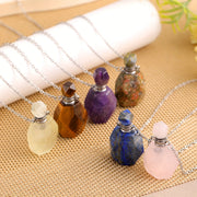 Glam Style Rock Crystal Diffuser Necklace with Chain for Aromatherapy and Gifts