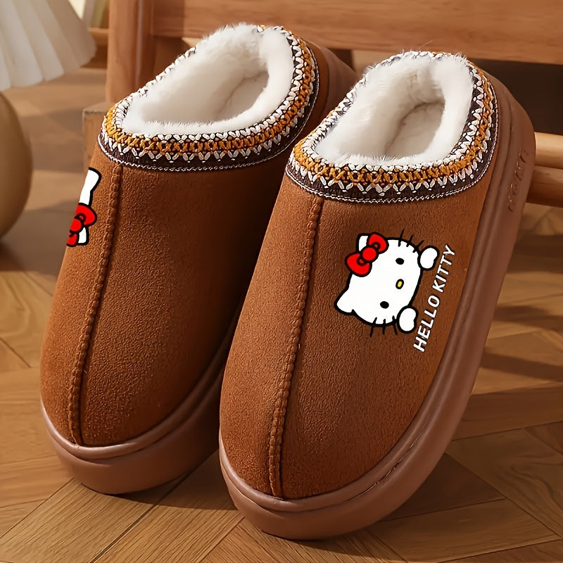 Женские плюшевые зимние тапочки из искусственного меха домашние комнатные туфли черные серые коричневые