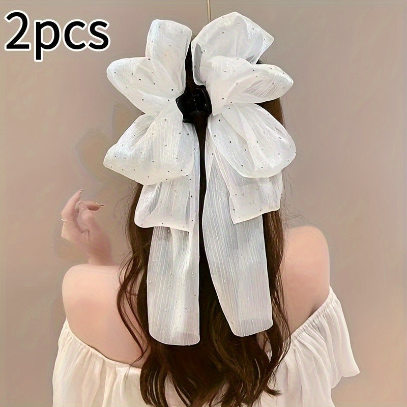 Set of 2 Elegant Princess Bow Hair Clips for Women and Girls 14+